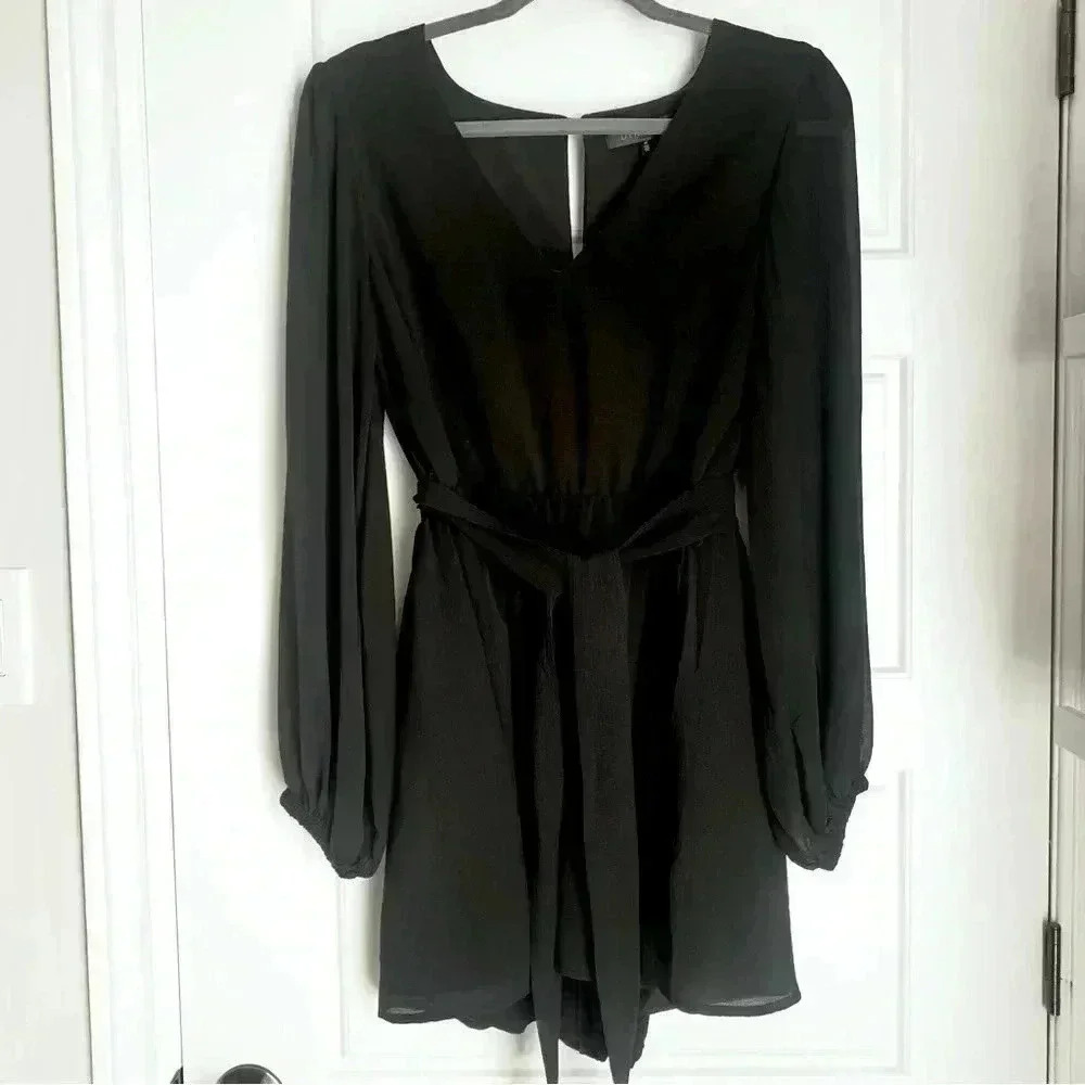 Dynamite Black Long Sleeve Romper